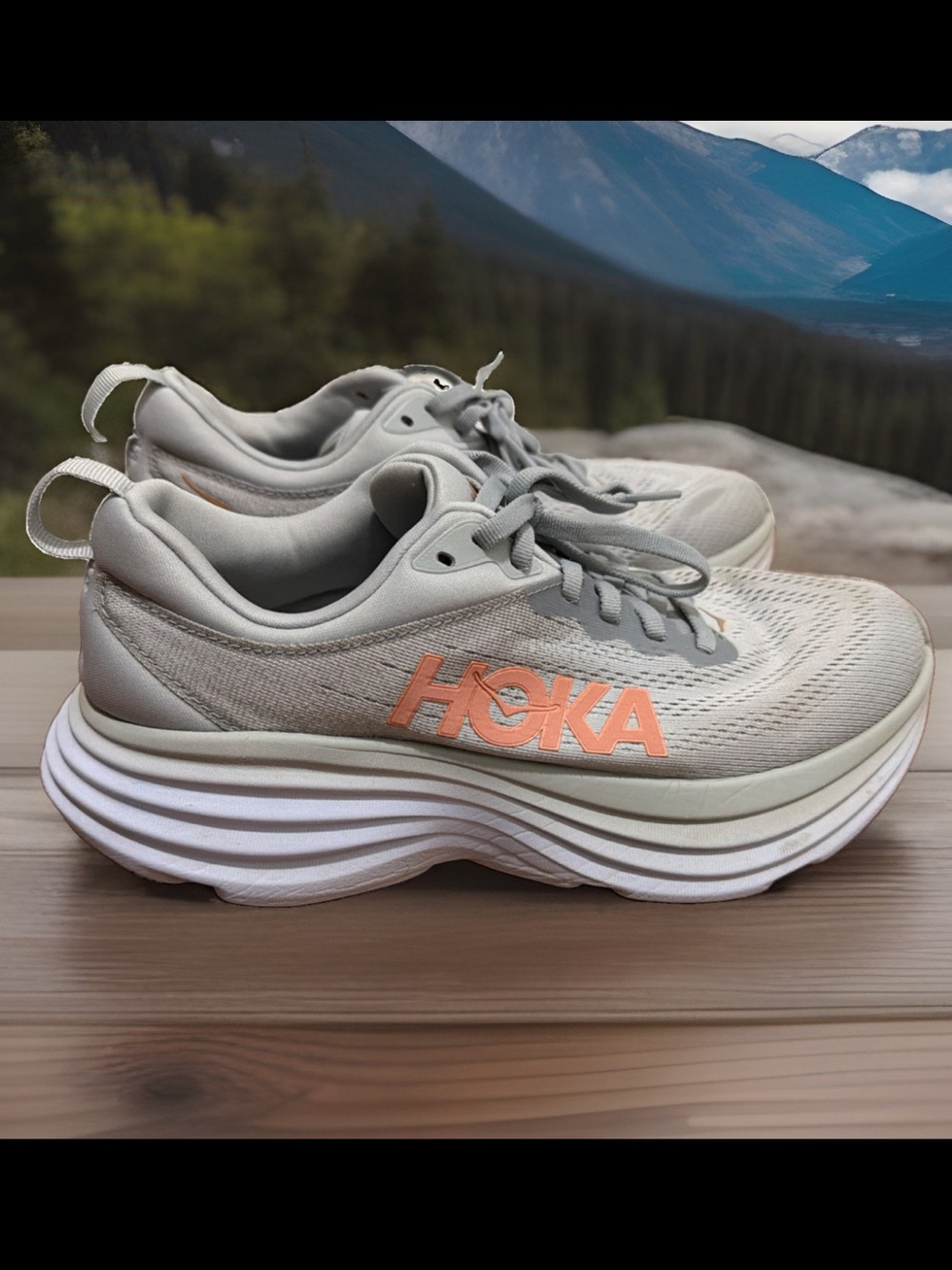 Hoka One One Bondi 8B 1127952-HMLR US 8B Running Shoes Gray Mesh Sneakers